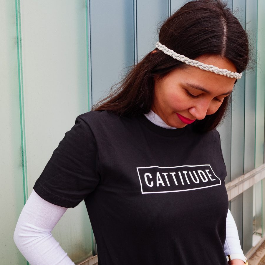 Cattitude T-shirt Düsseldorf Schwarz mit weißem Print